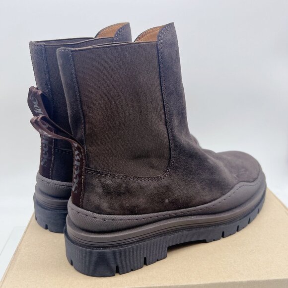 See By Chloe Alli Platform Ankle Chelsea Boots Brown Suede Pull On EU 40 US 10 - Picture 7 of 12